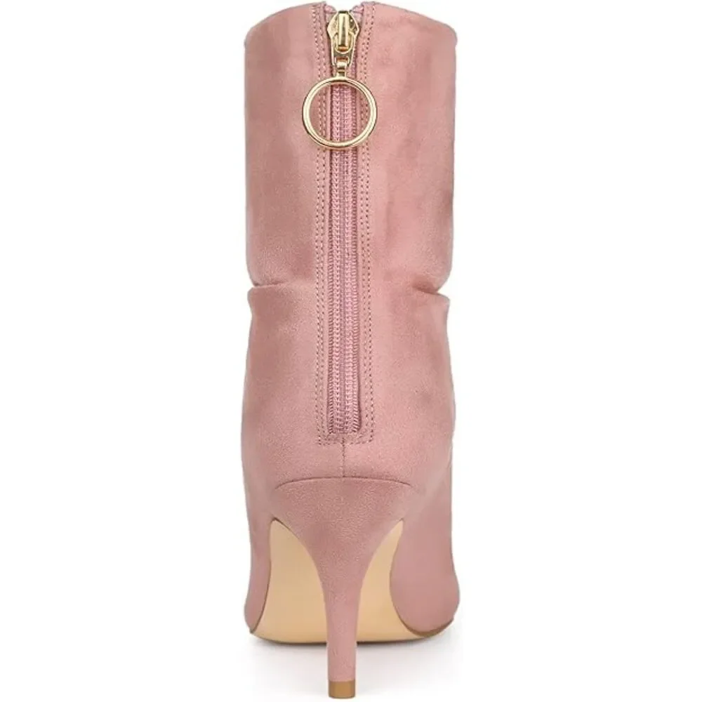 Allegra K Dust Pink Slouch Ankle Boots 8 Box & Dust Bags EUC